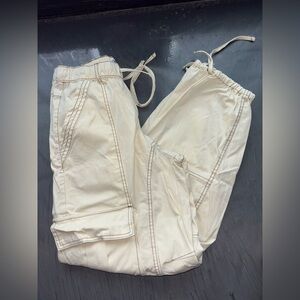 ZARA Woman’s Ecru Beige/Cream‎ Wide Leg Cargo Trousers Pants size 4